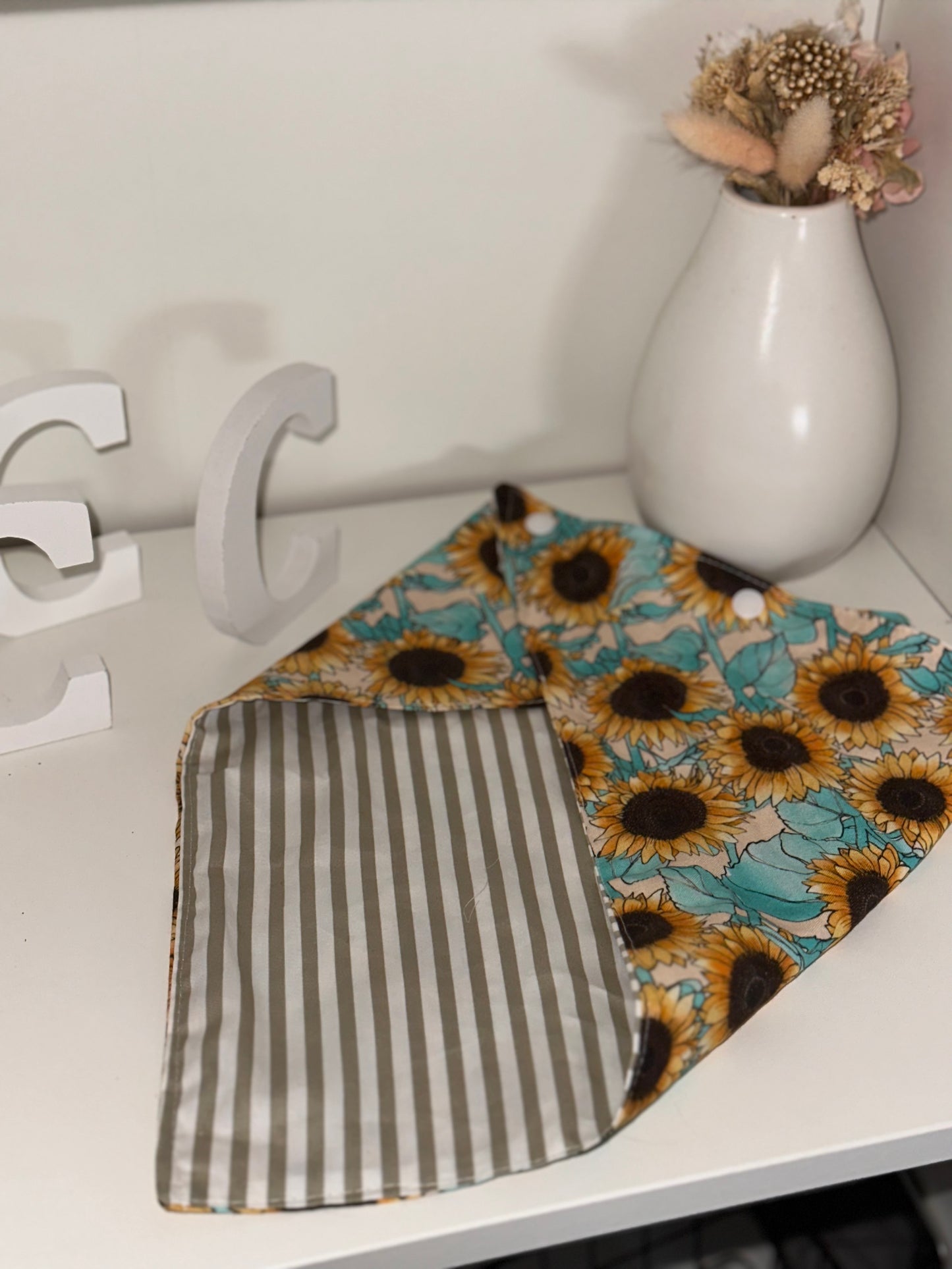 Sunflowers + Olive Stripes